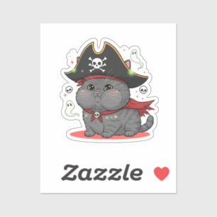 Pirate Brit - British Shorthair Pirate Halloween Aufkleber