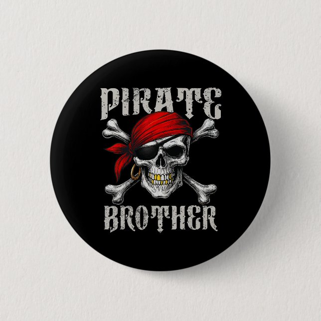Pirate Brother Piratenflagge Flag und Skull Crossb Button (Vorderseite)