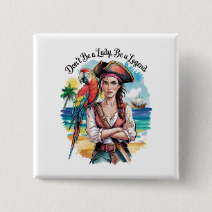 Pirate Buccaneer Beauty on Deck Button