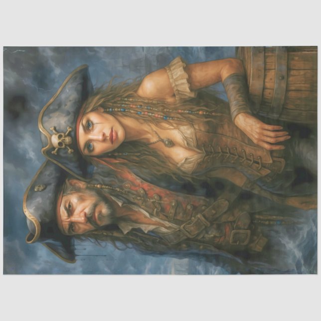 Pirate Captain and Queen | Caribbean Nautical  Seidenpapier (Vorderseite)
