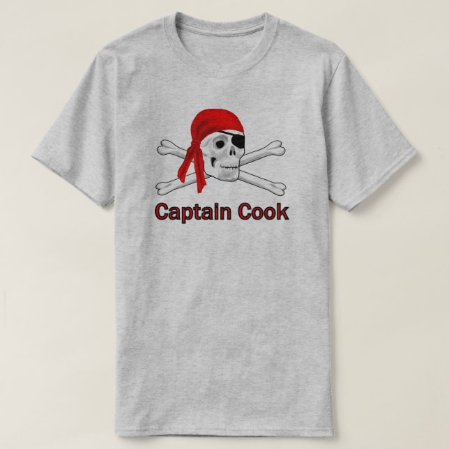 Pirate Captain Cook Gray T - Shirt (Design vorne)