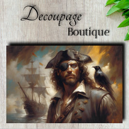 Pirate Captain Raven Decoupage Seidenpapier