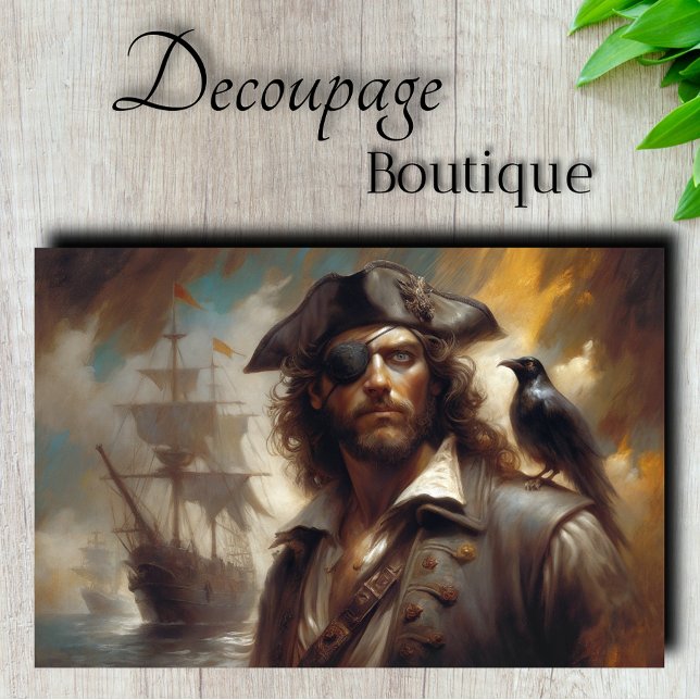 Pirate Captain Raven Decoupage Seidenpapier (Pirate Captain Raven Decoupage Tissue Paper)