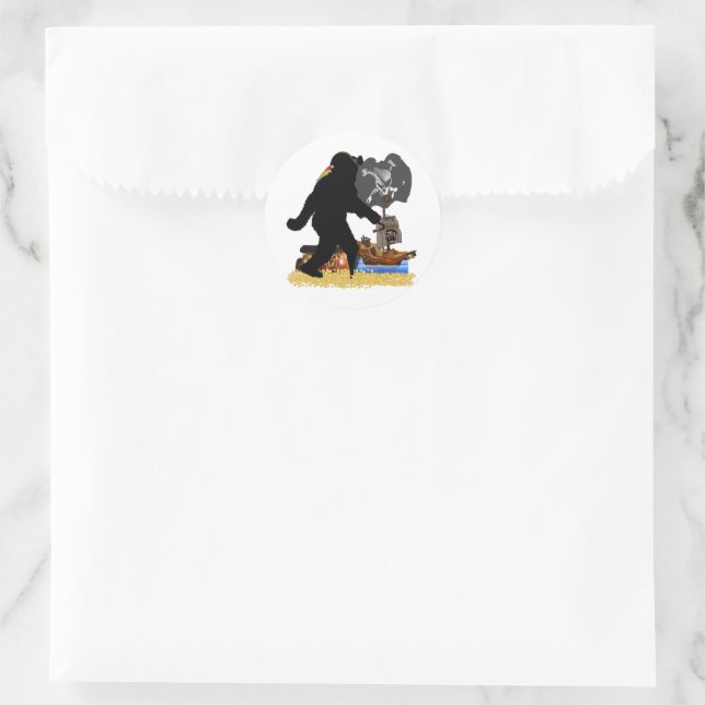 Pirate Captain Sasquatch Runder Aufkleber (Tasche)