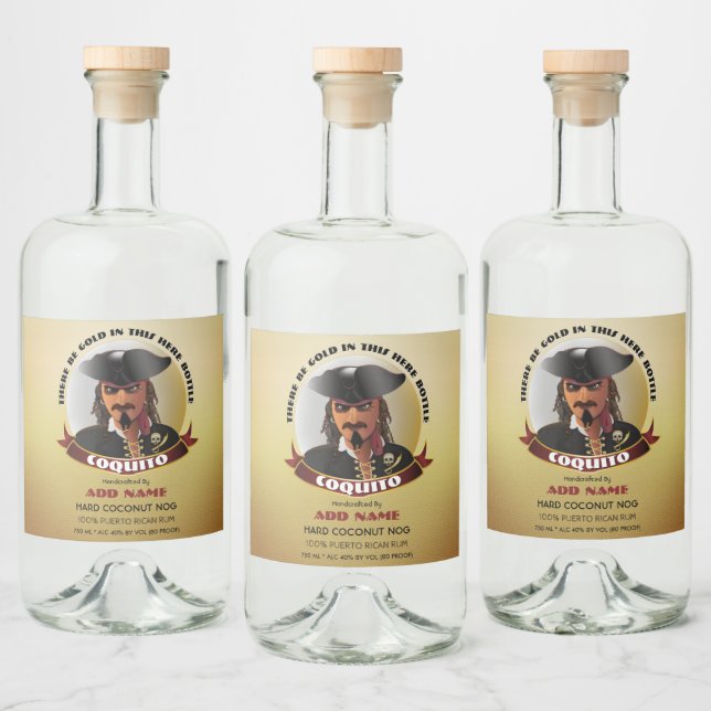 Pirate Caribbean Rum Alkoholflaschenetikett (Flaschen)