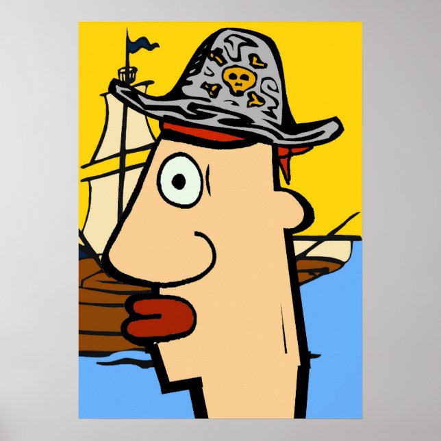 Pirate Cartoon Head Poster (Vorne)