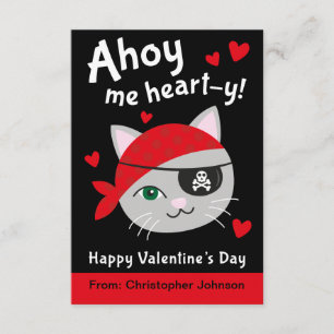 Pirate Cat Classroom Valentine Cards für Kinder Einladung