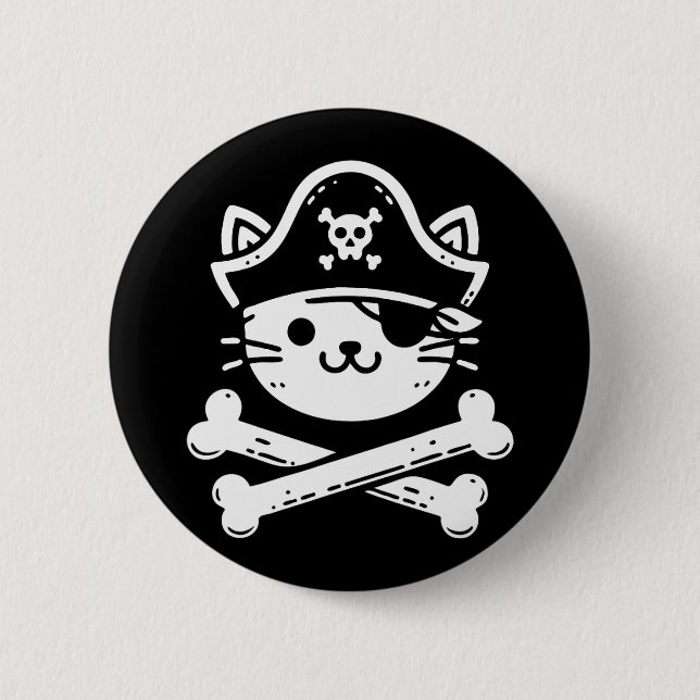 Pirate Cat Crossbones Cat Lover Cats Kitten Eigent Button (Vorderseite)