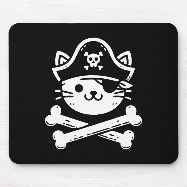 Pirate Cat Crossbones Cat Lover Cats Kitten Eigent Mousepad (Vorne)