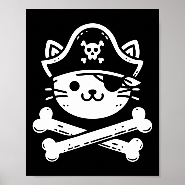 Pirate Cat Crossbones Cat Lover Cats Kitten Eigent Poster (Vorne)
