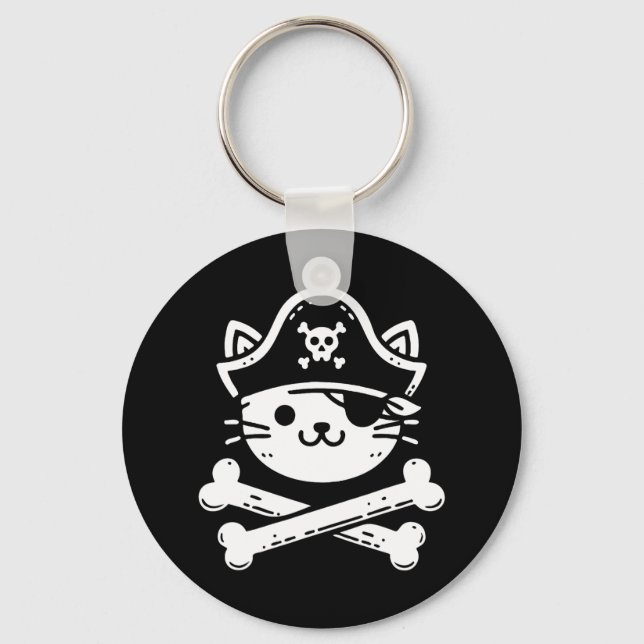 Pirate Cat Crossbones Cat Lover Cats Kitten Eigent Schlüsselanhänger (Vorderseite)