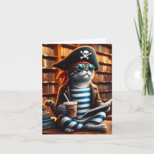Pirate Cat Kaffeekoffen im Inneren jeder Anlass Karte