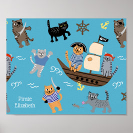Pirate Cat Pattern für Jungen und Mädchen Poster