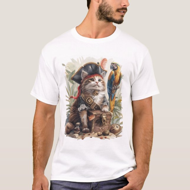 Pirate Cat Treasure T-Shirt (Vorderseite)