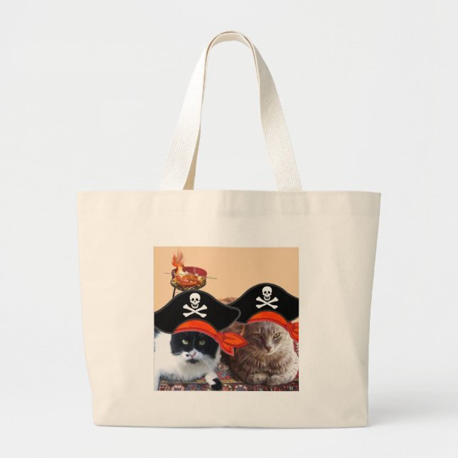 PIRATE CATS, sprechen wie ein Piratentag Jumbo Stoffbeutel (Vorne)