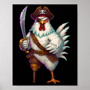 Pirate Chicken Funny Halloween Kostüm für Men Wom Poster
