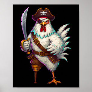 Pirate Chicken Funny Halloween Kostüm für Men Wom Poster