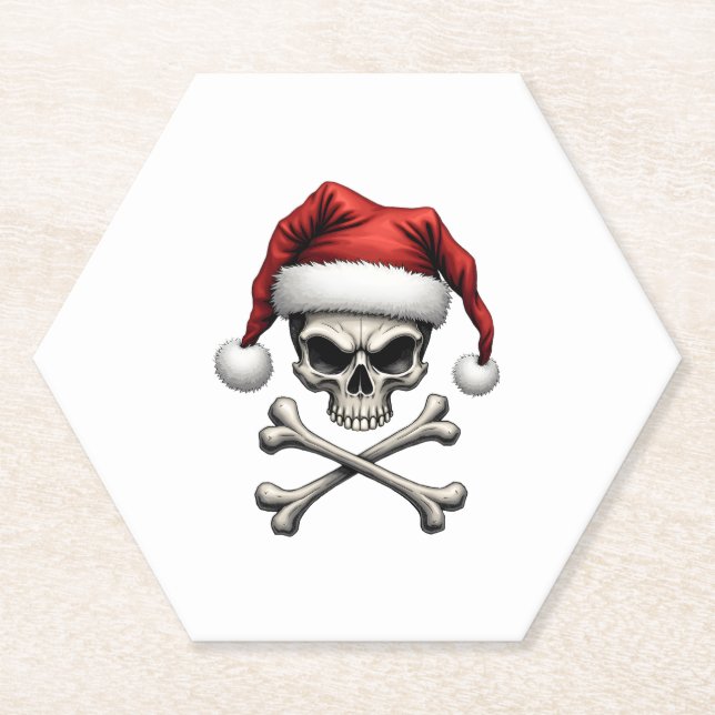 Pirate Christmas Skull & Crossbones Santa Hat. Got Untersetzer (Vorderseite)