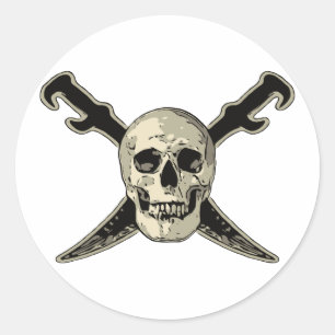 Pirate (Crâne) - Sticker rond classique,  brillan