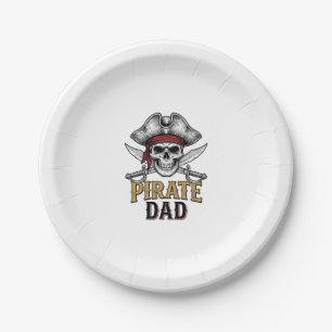 Pirate Dad Skull Schwert Vintage Gravur Shirt_1 Pappteller