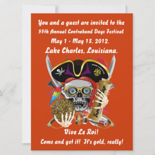 Pirate Days Lake Charles, Louisiana. 30 Farben Einladung