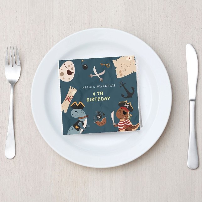 Pirate Dinosaur Party Animals Kindergeburtstag Serviette (Von Creator hochgeladen)