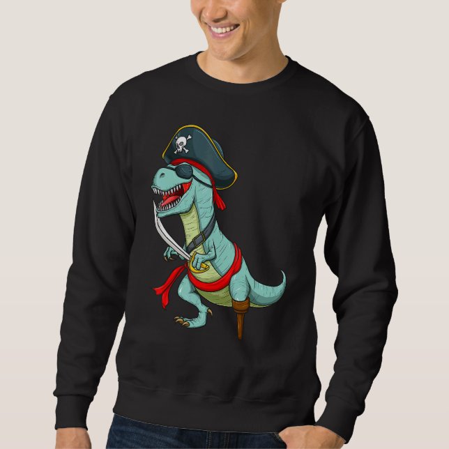 Pirate Dinosaur Rex Tyrannosaurus Halloween Costu Sweatshirt (Vorderseite)