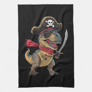 Pirate Dinosaur T-Rex Funny Halloween Kostüm Geschirrtuch