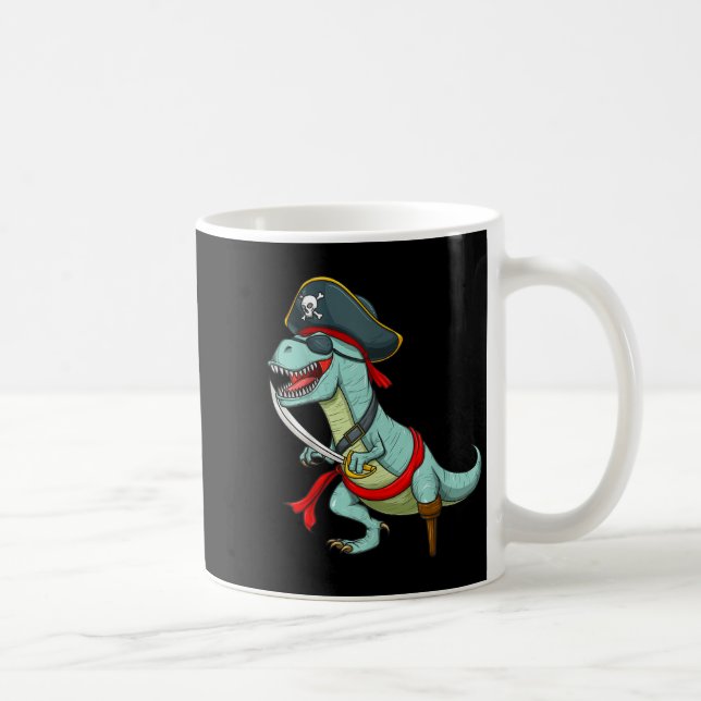 Pirate Dinosaur T Rex Funny Tyrannosaurus Hallowee Kaffeetasse (Rechts)