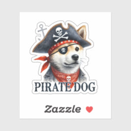 Pirate Dog - Digitale Wasserfarbe Aufkleber