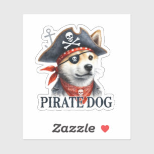 Pirate Dog - Digitale Wasserfarbe Aufkleber