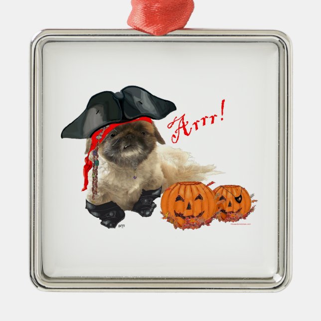 Pirate Doggie Silbernes Ornament (Vorne)