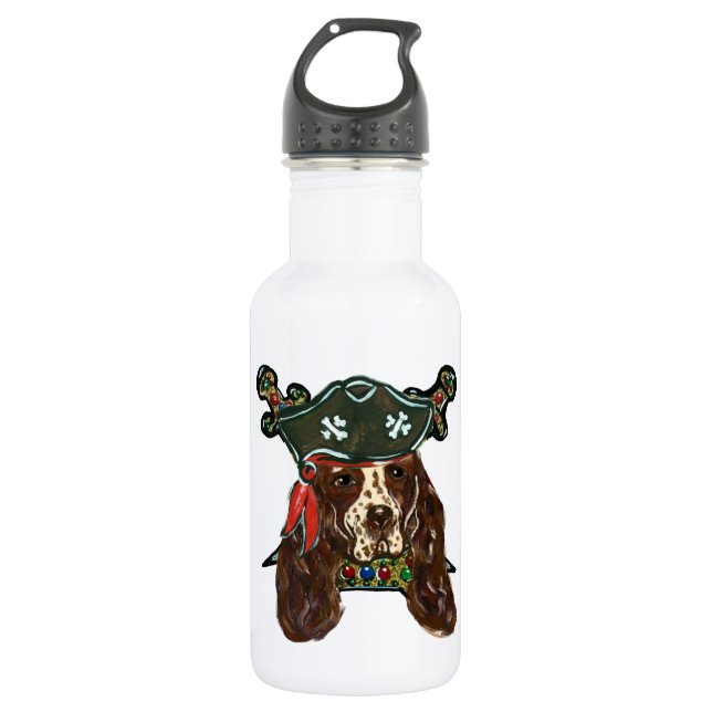 Pirate English Springer Edelstahlflasche (Vorderseite)