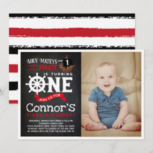 Pirate Erster Geburtstag Einladung mit Foto