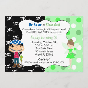 Pirate Fairy Invitation Lime Crânes verts