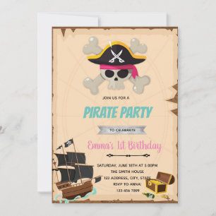Pirate fille anniversaire invitation douche