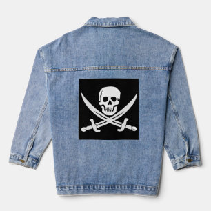 PIRATE FLAG CROSSBONES DENIM JACKET JEANSJACKE