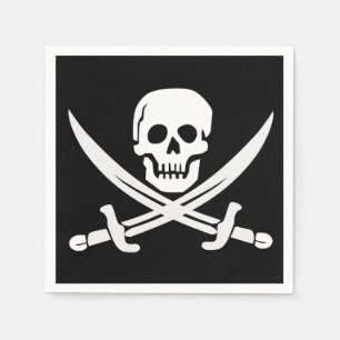 PIRATE FLAG SKULL CROSSBONES PAPIER NAPKINS SERVIETTE