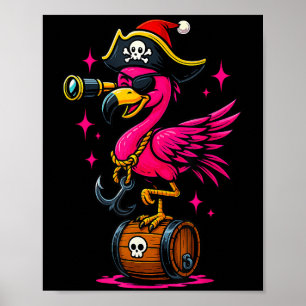Pirate Flamingo Adventure Map Piratenflagge Hallow Poster