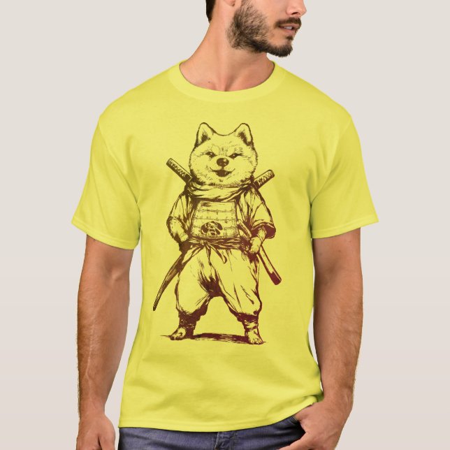 Pirate Fox Character Sword, Skull Hat und Parrot T-Shirt (Vorderseite)