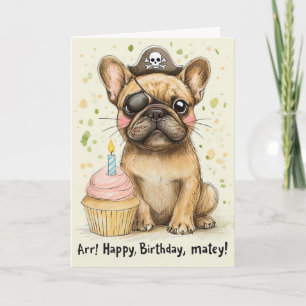 Pirate French Bulldog Geburtstagsfeier Karte