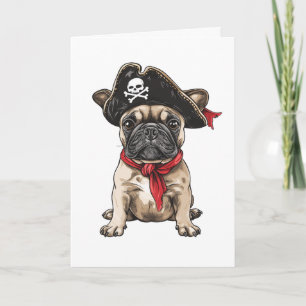 Pirate French Bulldog Skull Crossbones Karte