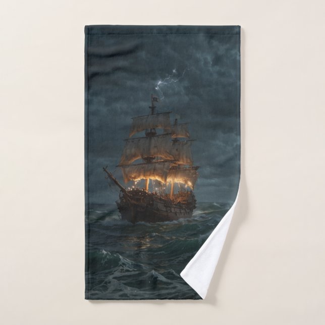 Pirate Galleon sur le Maine espagnol (Serviette à main)