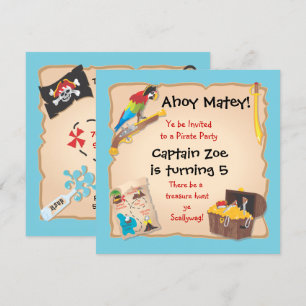 Pirate Geburtstagsparty und Schatzsuche Einladung