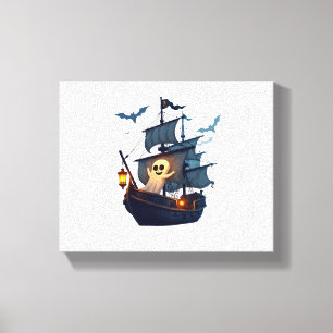 Pirate Ghost Ship - Beängstigendes Halloween-T-Shi Leinwanddruck