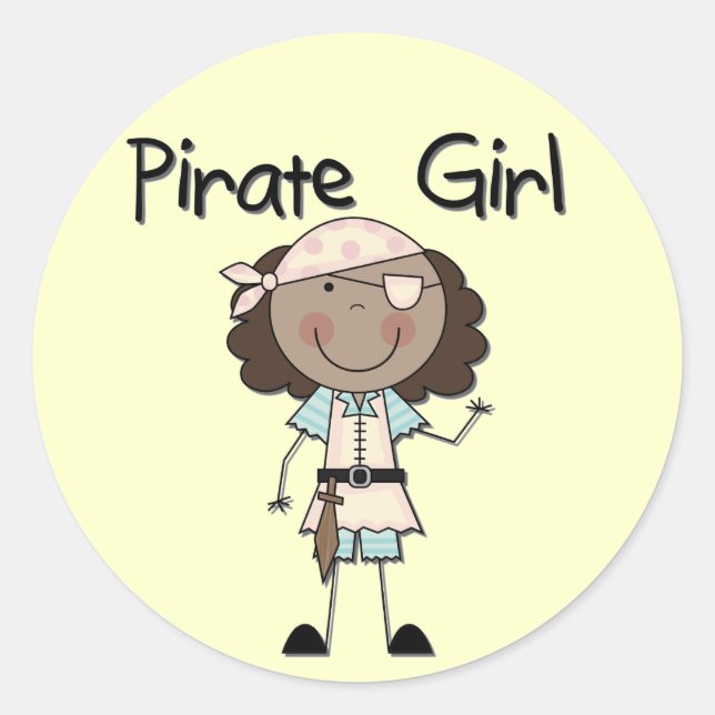 Pirate Girl American Tshirts und Geschenke Runder Aufkleber (Vorderseite)
