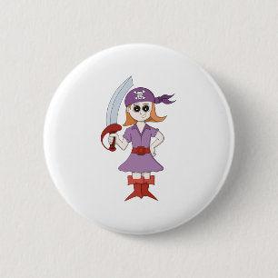 Pirate Girl Button
