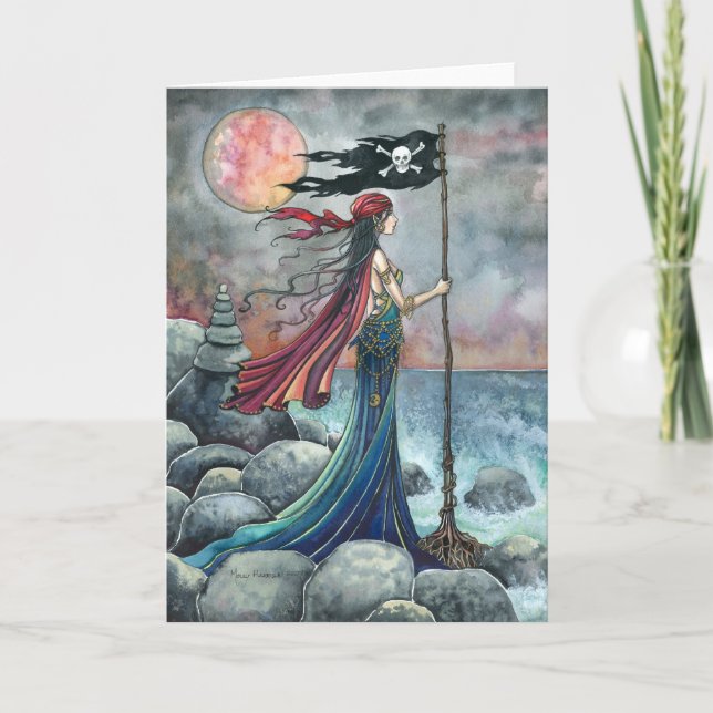 Pirate Girl Gothic Fantasy Art Greeting Card Karte (Vorderseite)