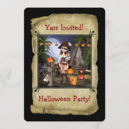 Pirate Girl Halloween-Party Card Einladung