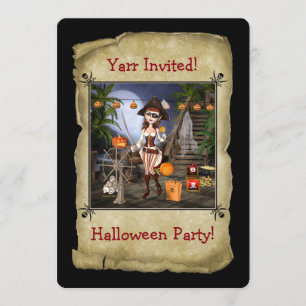 Pirate Girl Halloween-Party Card Einladung